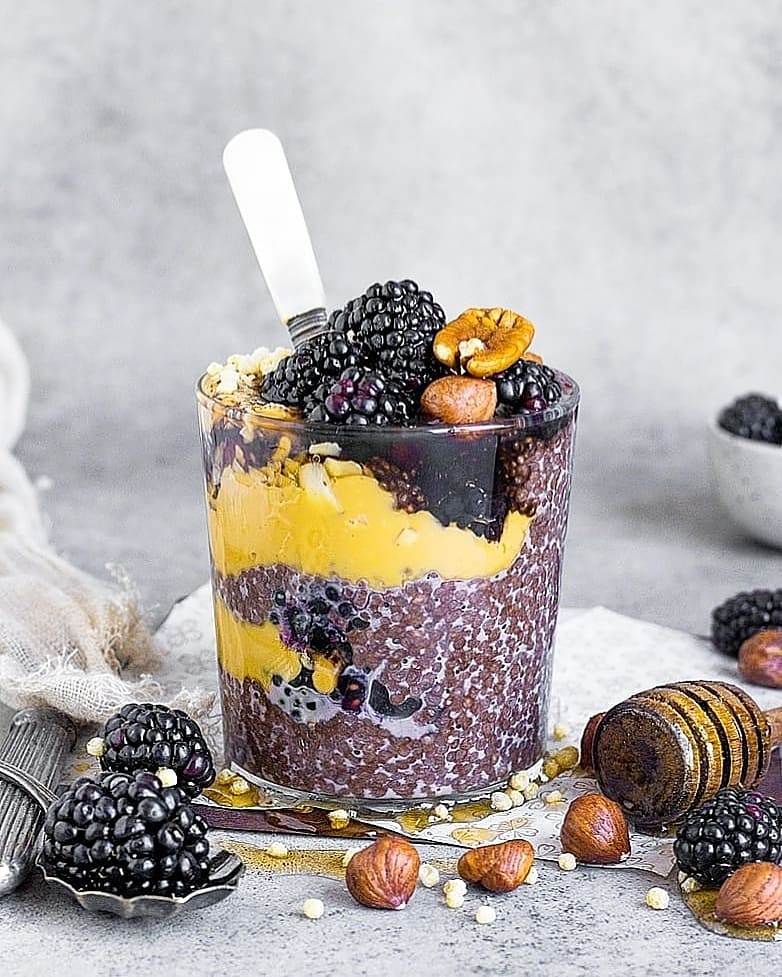 Chocolate Chia Pudding with Peanut Butter Breakfast