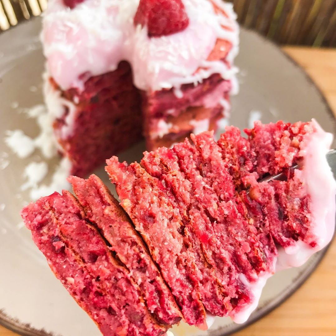 Red Velvet Pancakes with Strawberry Cream