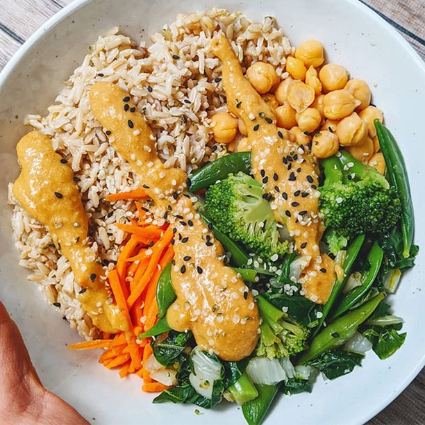Quick and Easy Vegan Basmati Rice Bowl with Apricot Ginger Dressing