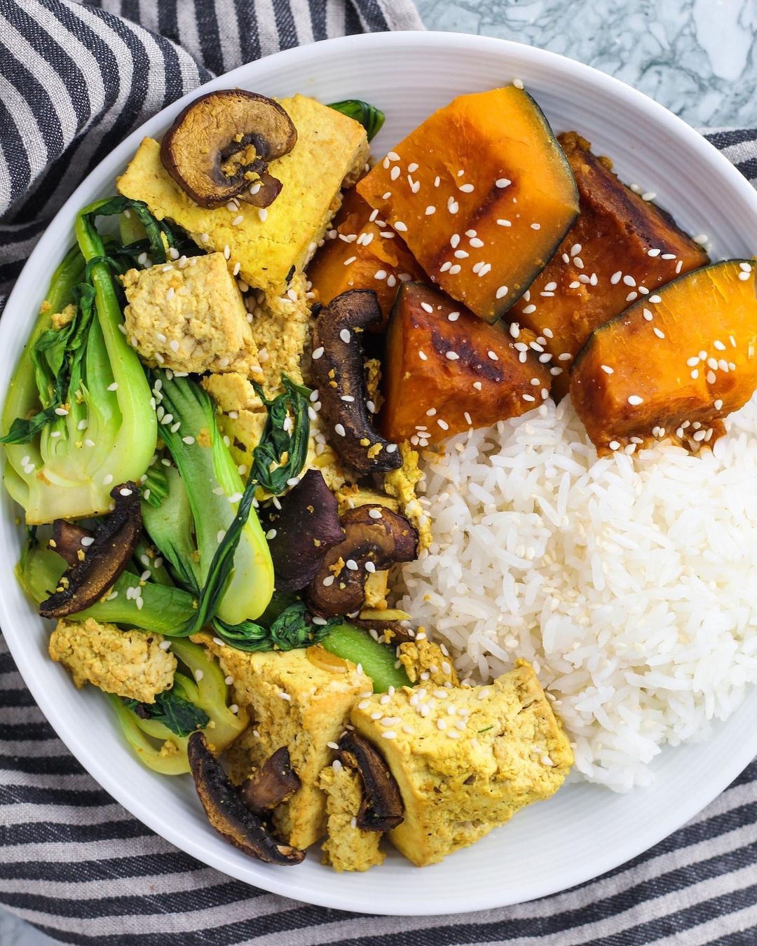 Simple Tofu Stir Fry with Rice and Squash