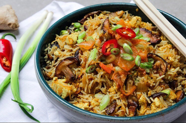 Kimchi Fried Rice with Tofu