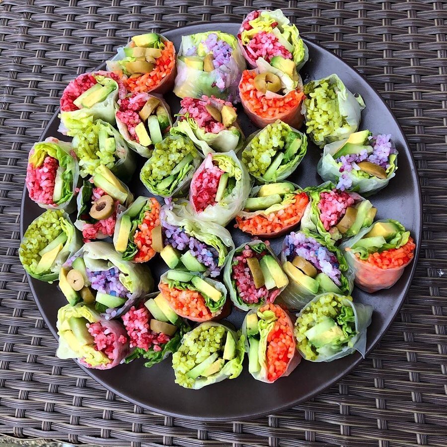 Fresh Vegan Rolls with Avocado and Vegetables