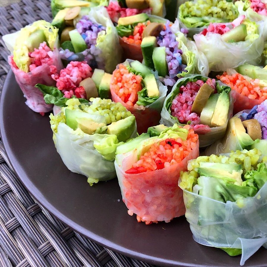 Fresh Vegan Rolls with Avocado and Vegetables