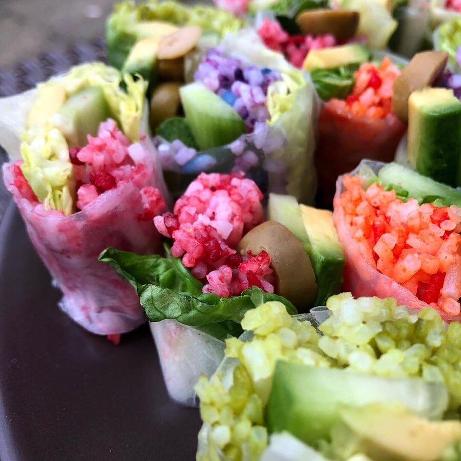 Fresh Vegan Rolls with Avocado and Vegetables