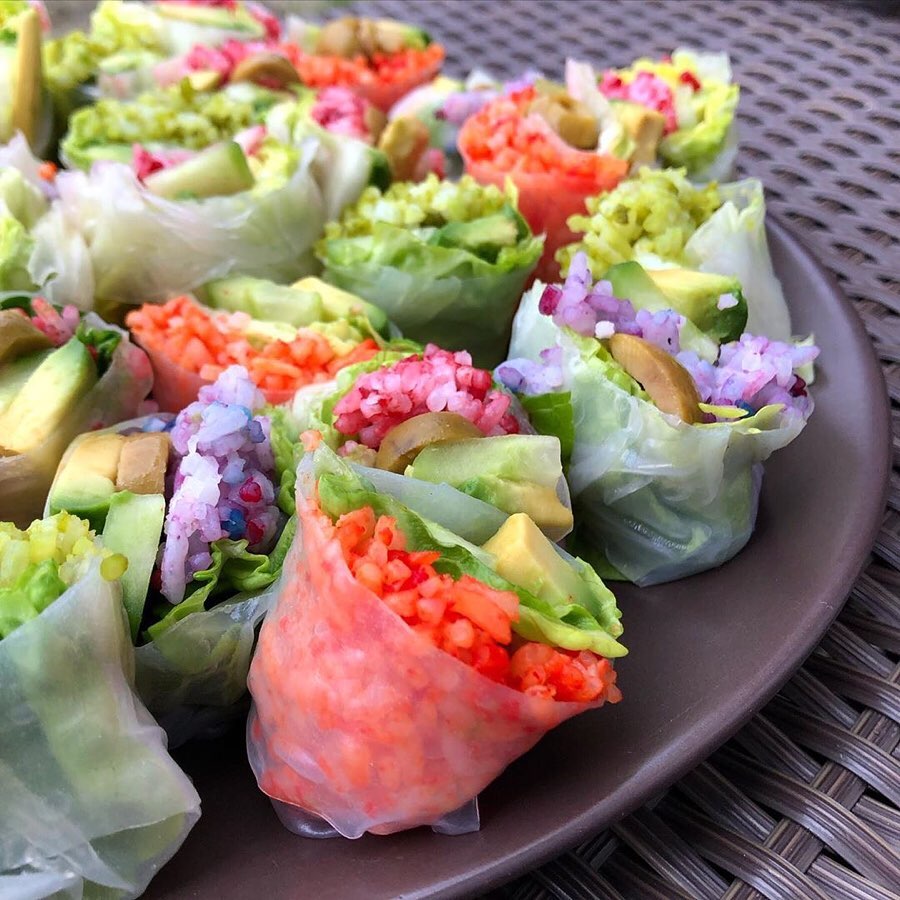 Fresh Vegan Rolls with Avocado and Vegetables