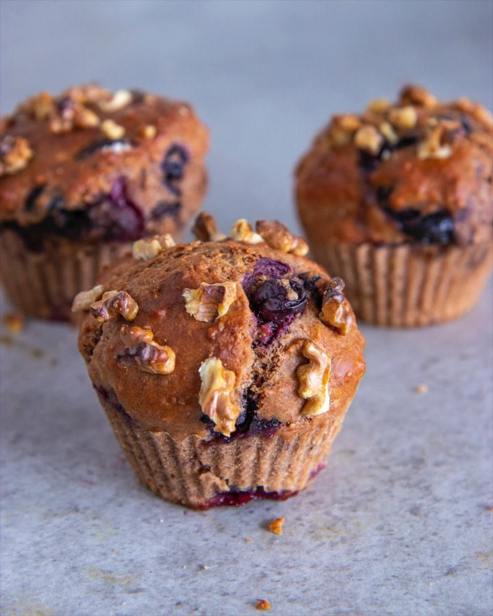 Healthy Blueberry Walnut Muffins