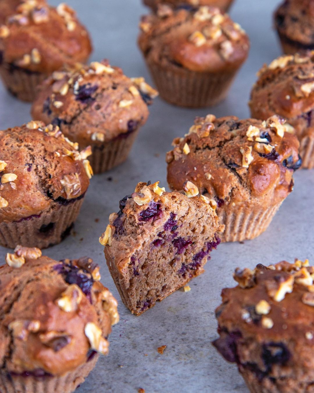 Healthy Blueberry Walnut Muffins