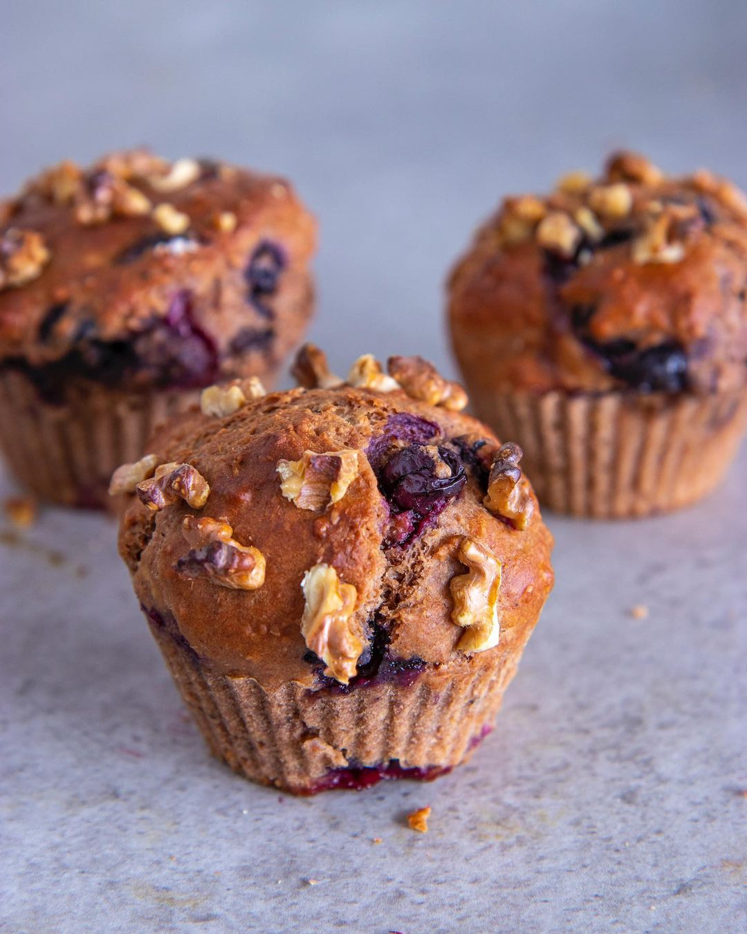 Healthy Blueberry Walnut Muffins