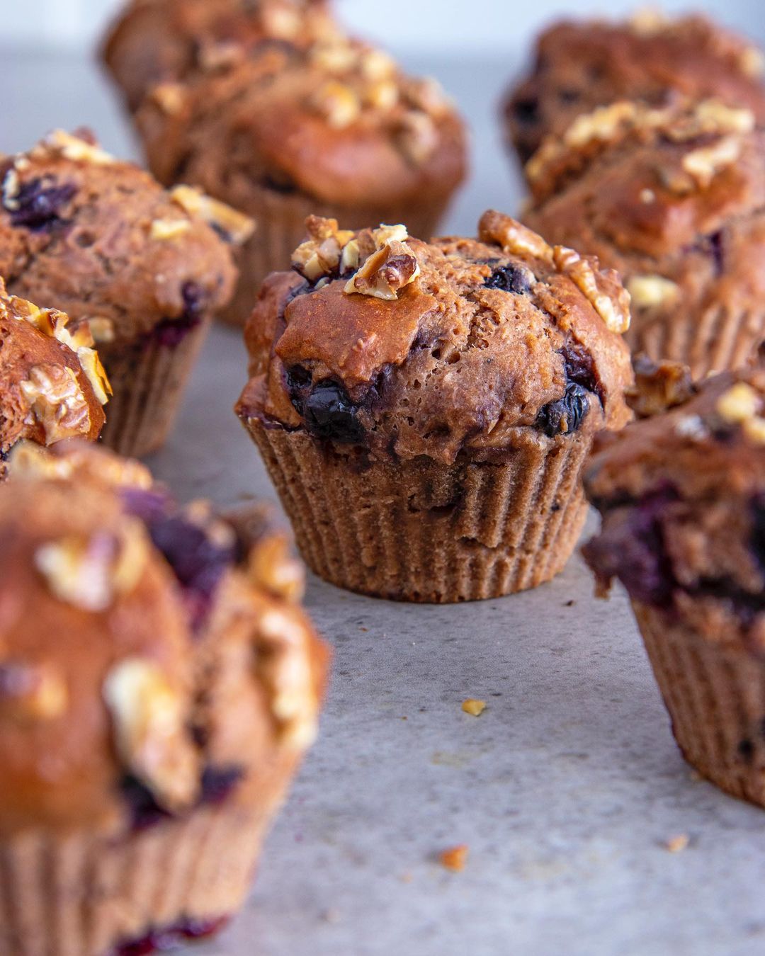 Healthy Blueberry Walnut Muffins