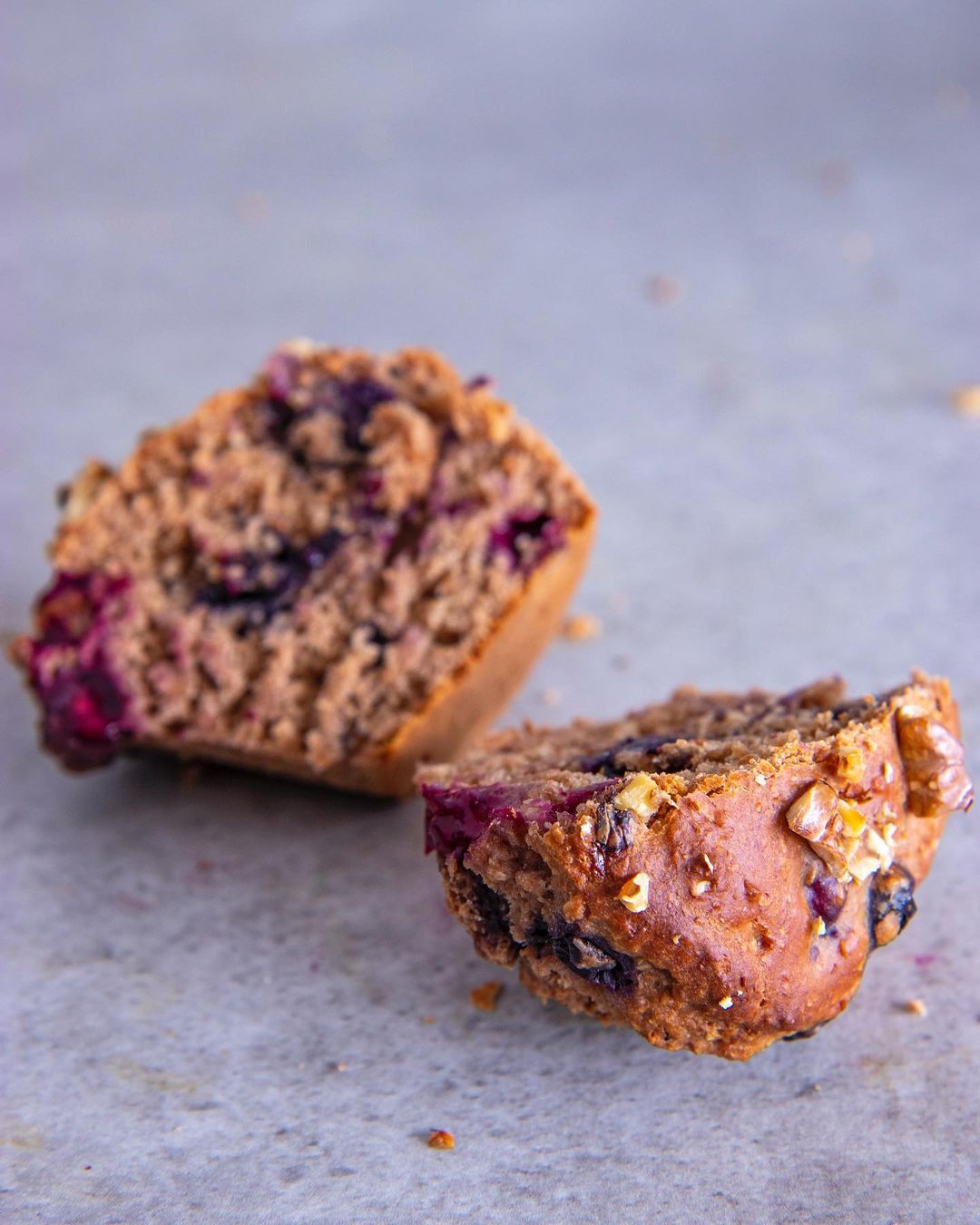 Healthy Blueberry Walnut Muffins