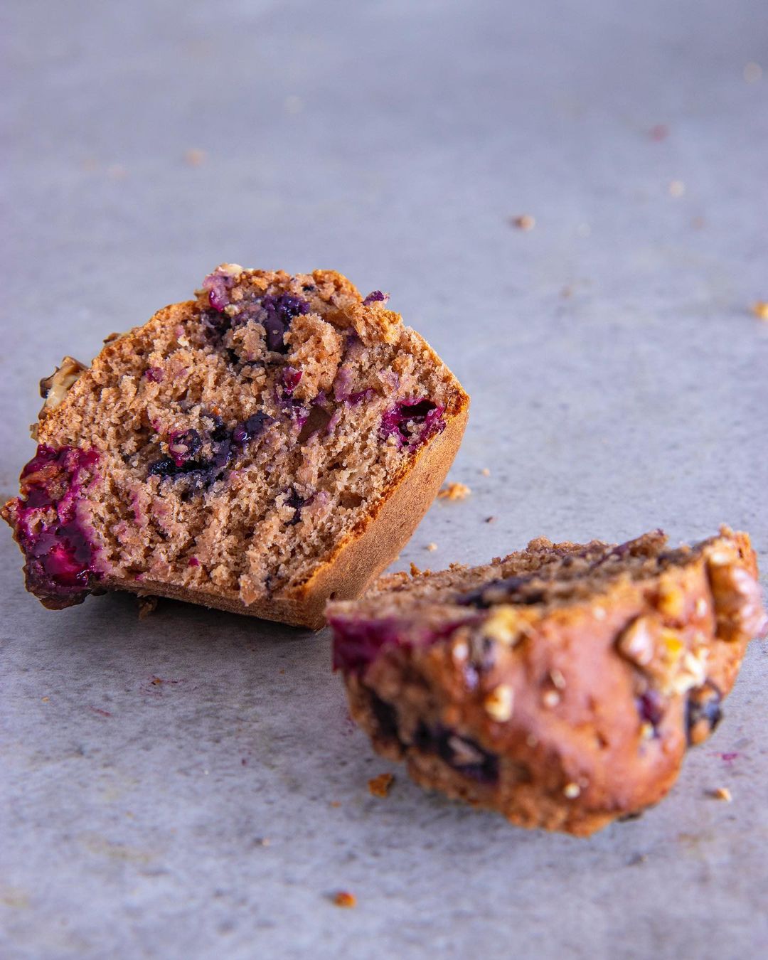 Healthy Blueberry Walnut Muffins