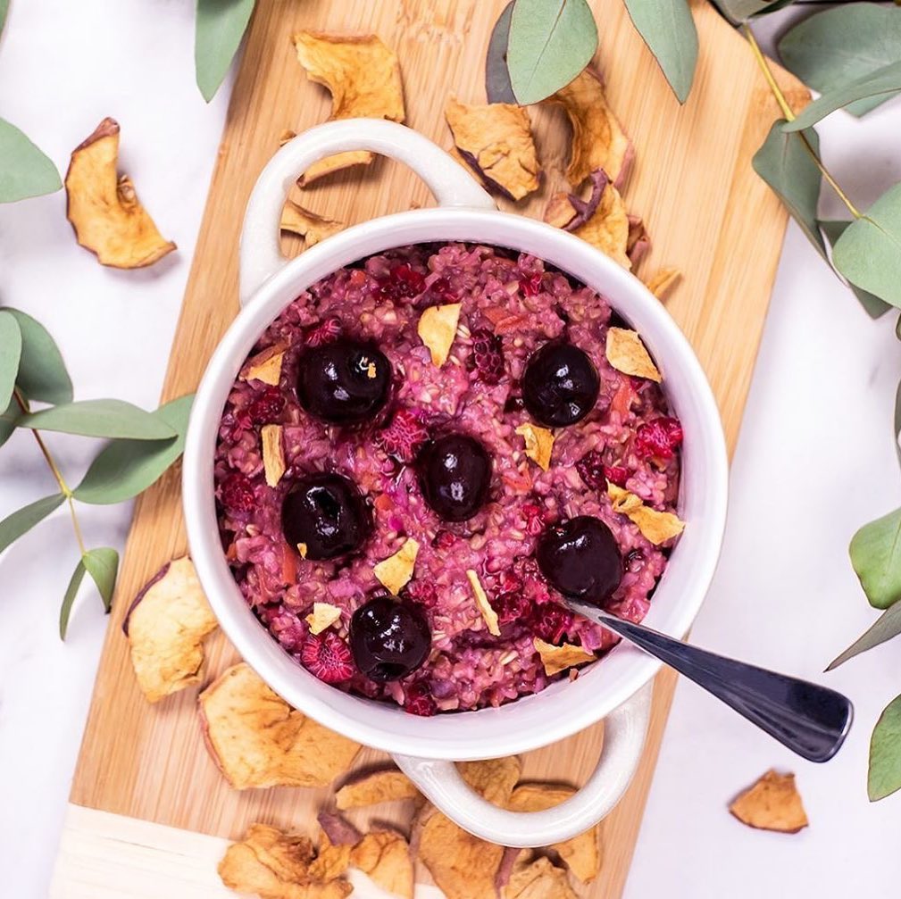 Colorful Oatmeal Bowl with Sweet Potato and Berries